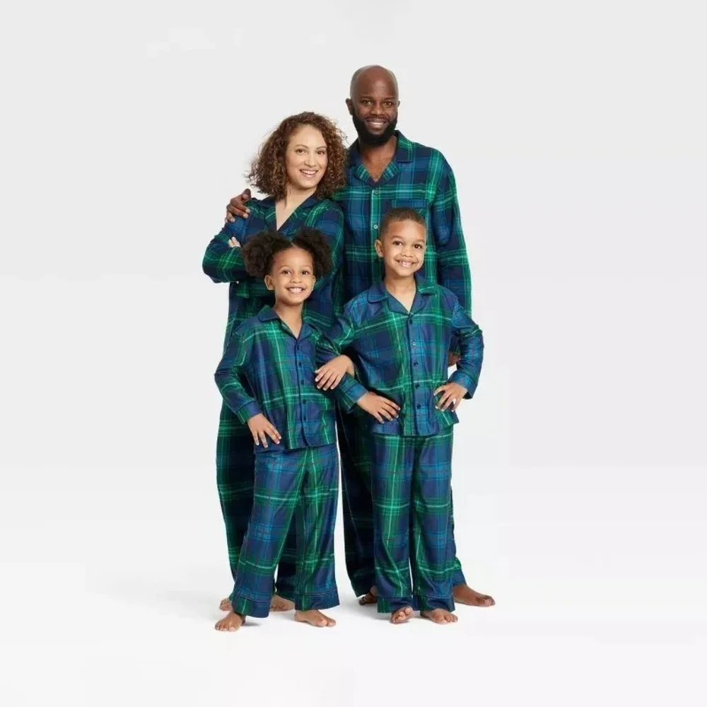 Wondershop Toddler Holiday Tartan Plaid Flannel Family Pajama Set Blue Size 2T